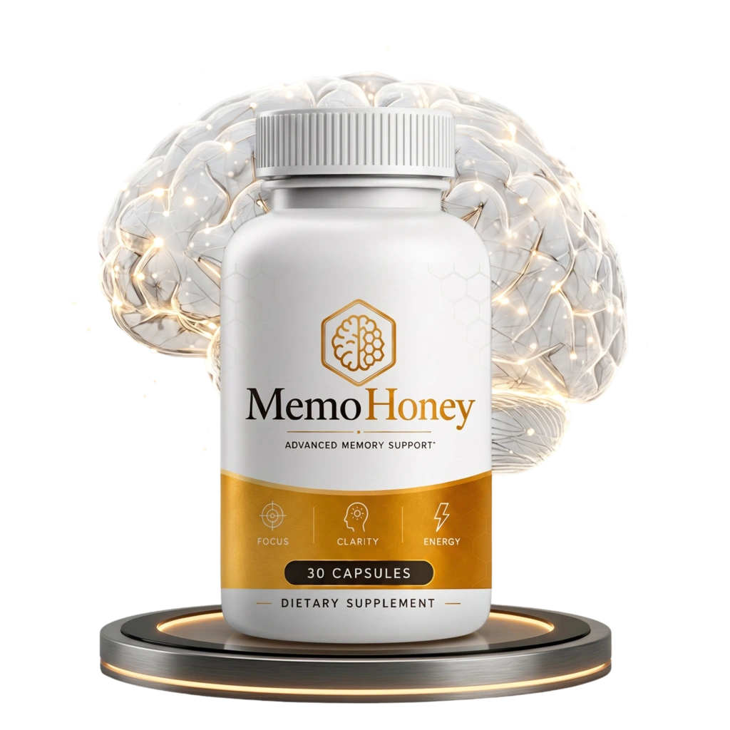 MemoHoney dietary supplement bottle, 30 capsules